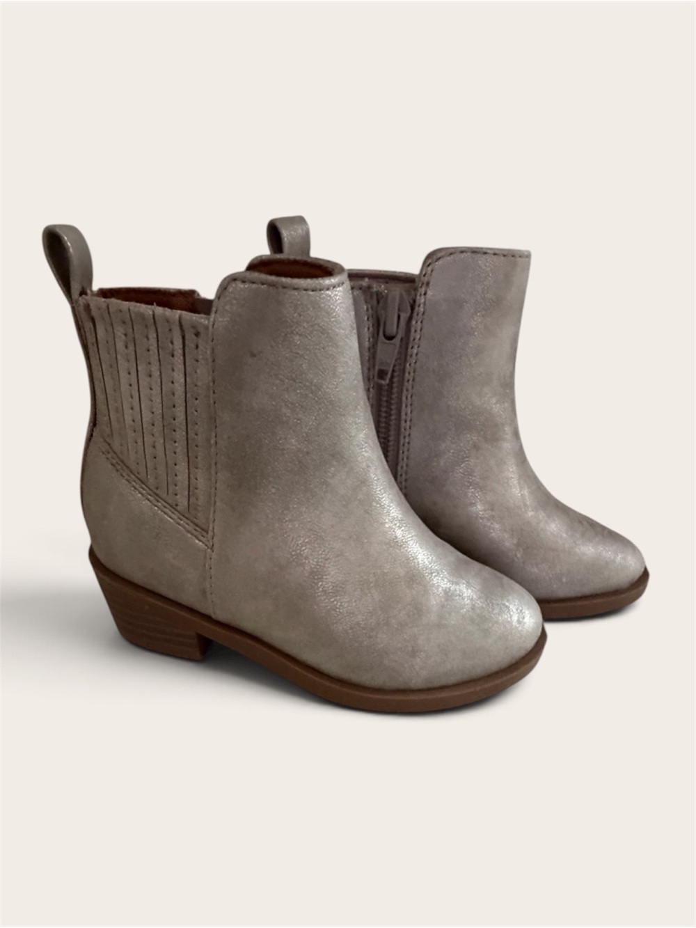 Wonder Nation Toddler Girls Size 8 Metallic Silver Chelsea Ankle Boots